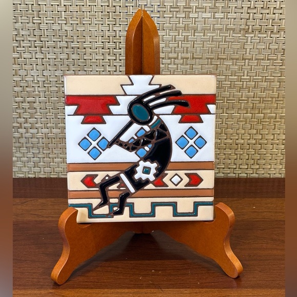 Earthtones Other - 🌟HO🌟VTG 1999 Earthtones Kokopelli Ceramic Art Tile Trivet Southwest Decor 6x6